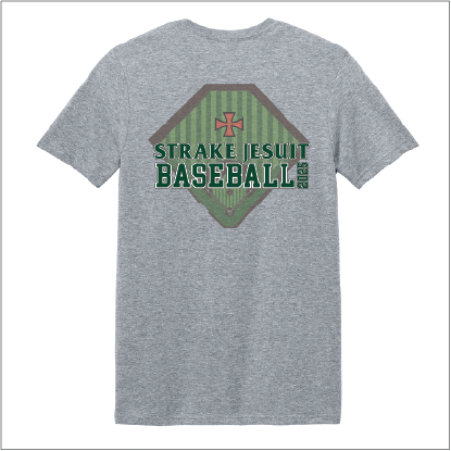 Jesuit Baseball Sports Grey Ringspun Cotton Short Sleeve T-Shirt