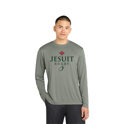Sports Grey Sport-Tek Long Sleeve PosiCharge Tee - Rugby