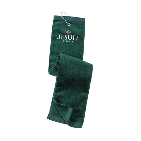 Grommeted Tri-Fold Golf Towel- Dark Green